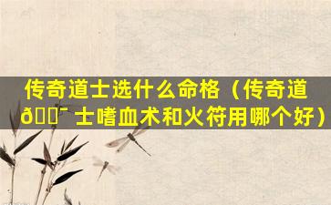 传奇道士选什么命格（传奇道 🐯 士嗜血术和火符用哪个好）